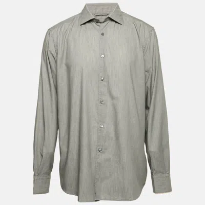 Pre-owned Ermenegildo Zegna Grey Cotton Button Front Shirt Xl In Gray