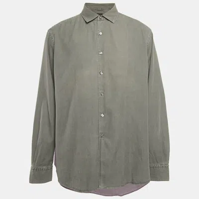 Pre-owned Ermenegildo Zegna Grey Cotton Button Front Shirt Xxl In Gray