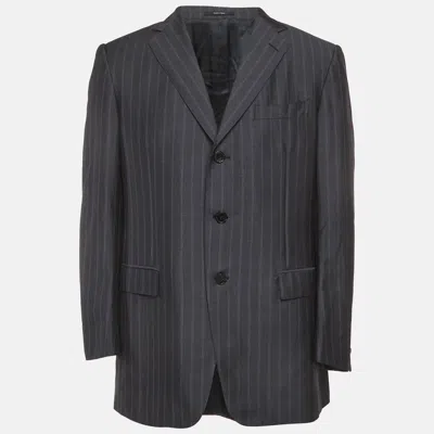 Pre-owned Ermenegildo Zegna Grey Striped Wool Blend Regular Fit Blazer Xl In Gray