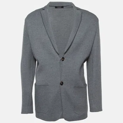 Pre-owned Ermenegildo Zegna Grey Wool Knit Buttoned Cardigan L