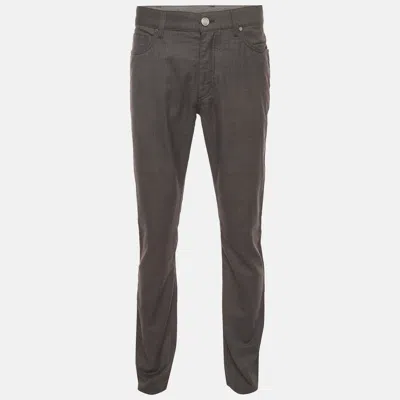 Pre-owned Ermenegildo Zegna Grey Wool Straight Leg Gan Pants M