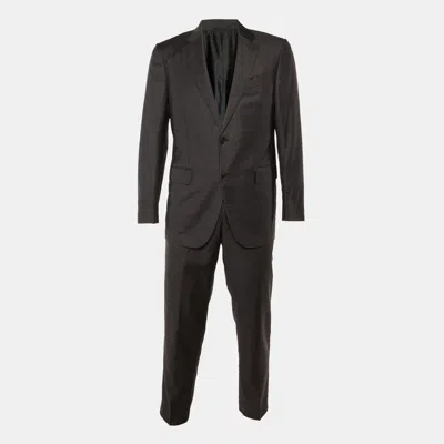 Pre-owned Ermenegildo Zegna Grey/brown Wool Trofeo Tailored Suit L In Gray