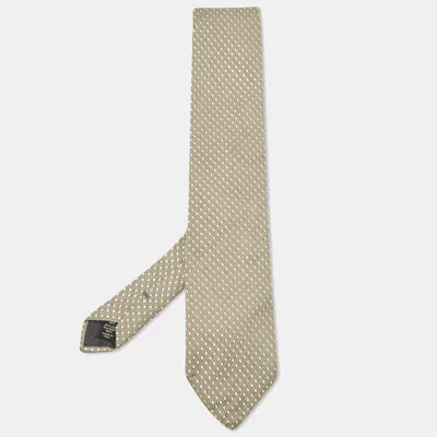 Pre-owned Ermenegildo Zegna Grey/yellow Jacquard Silk Tie