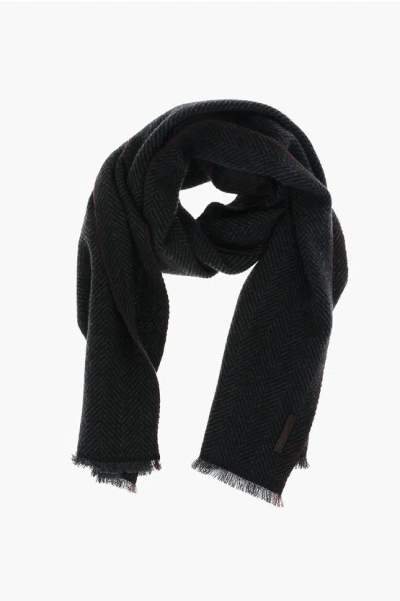 Ermenegildo Zegna Herringbone Patterned Cashmere Scarf In Multi