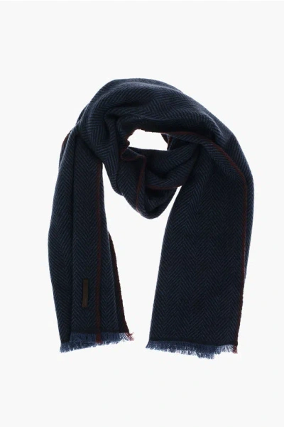 Ermenegildo Zegna Herringbone Patterned Cashmere Scarf In Multi