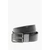 Ermenegildo Zegna Leather And Textured Leather Reversible Belt In Black
