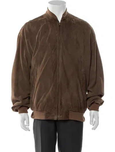 Pre-owned Ermenegildo Zegna Leather Bomber Jacket In Brown