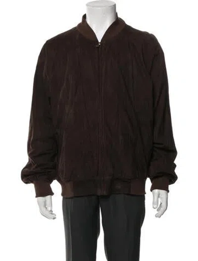Pre-owned Ermenegildo Zegna Leather Bomber Jacket In Brown