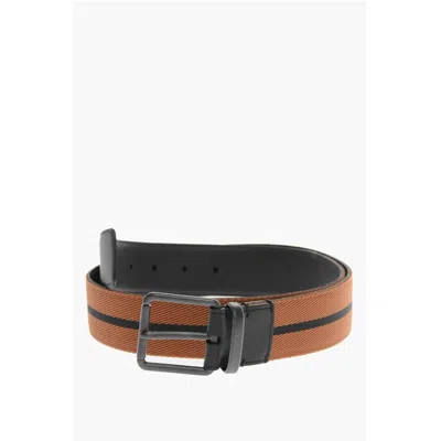 Ermenegildo Zegna Leather Inner Part Fabric Belt In Neutral