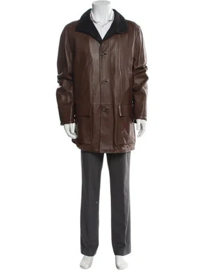 Pre-owned Ermenegildo Zegna Leather Parka In Brown