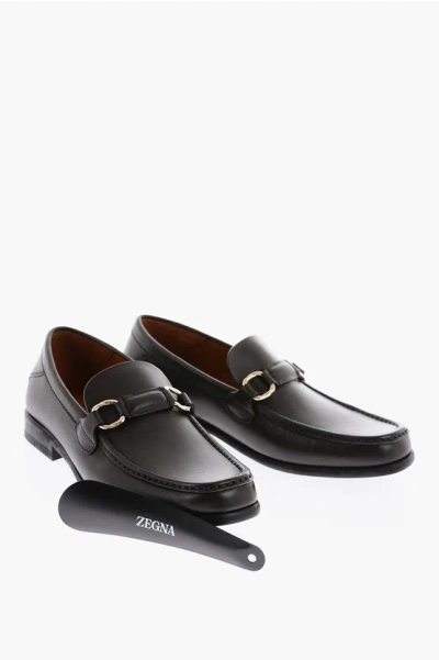 Ermenegildo Zegna Leather Vittorio Loafers In White