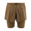 Ermenegildo Zegna Logo Layered Running Shorts In Beige