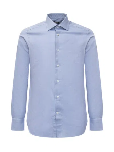 Ermenegildo Zegna Long Sleeved Buttoned Shirt In Blue