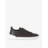 Ermenegildo Zegna Mens Brown Triple Stitch Panelled Leather Low-top Trainers In Brown