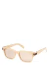 Ermenegildo Zegna Rectangle Frame Sunglasses In Beige