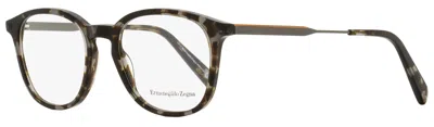 Ermenegildo Zegna Men's Square Eyeglasses Ez5140 055 Gray Havana/ruthenium 50mm In Multi