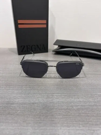 Pre-owned Ermenegildo Zegna Men's Sunglasses Gray Lenses Metal 56mm Luxury Ez0228