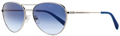 Ermenegildo Zegna Men's Titanium Sunglasses Ez0098 14w Light Ruthenium/blue 56mm In Metallic