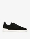 Ermenegildo Zegna Mens Black Triple Stitch Panelled Suede Low-top Trainers In Black