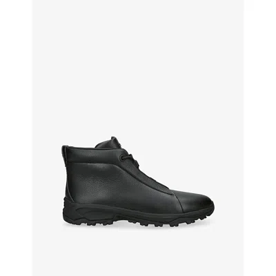 Ermenegildo Zegna Mens  Triple Stitch Vetta Leather Trainers In Black