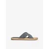 Ermenegildo Zegna Mens Blue Cross-over Suede Espadrille Flat Sandals Eur 41 / 7 Uk In Gray