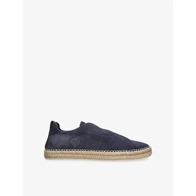 Ermenegildo Zegna Mens  Triple Stitch Suede Espadrilles In Blue