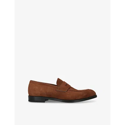 Ermenegildo Zegna Mens Classic Suede Penny Loafers Brow In Brown