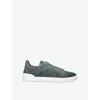 Ermenegildo Zegna Mens  Tripe-stitch Suede Low-top Trainers In Denim