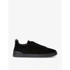 Ermenegildo Zegna Mens Black Triple Stitch Suede Low-top Trainers In Grey/light