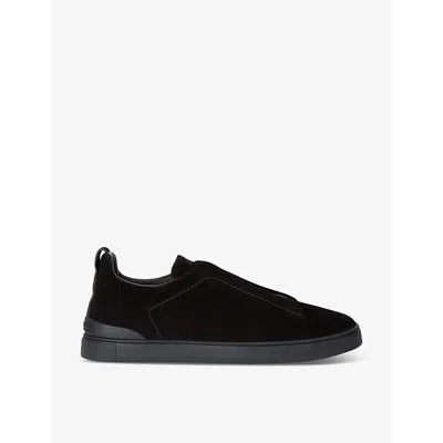 Ermenegildo Zegna Mens  Triple Stitch Suede Low-top Trainers In Grey/light
