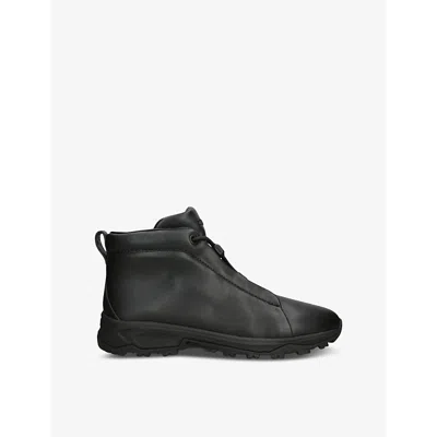 Ermenegildo Zegna Mens Triple Stitch Vetta Leather High-top Trainers Blac In Black