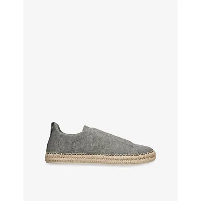 Ermenegildo Zegna Mens  Triple Stitch Canvas Espadrilles In Grey