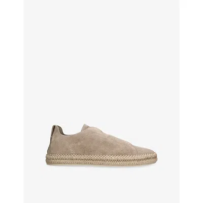 Ermenegildo Zegna Mens  Triple Stitch Suede Espadrilles In Grey
