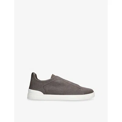 Ermenegildo Zegna Mens  X3 Triple Stitch Woven Low-top Trainers In Grey/dark