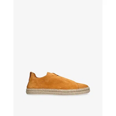 Ermenegildo Zegna Mens  Triple Stitch Suede Espadrilles In Mustard
