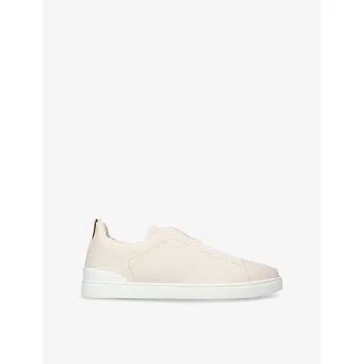 Ermenegildo Zegna Mens White Triple Stitch Leather Low-top Trainers Eur 42.5 / 8.5 Uk