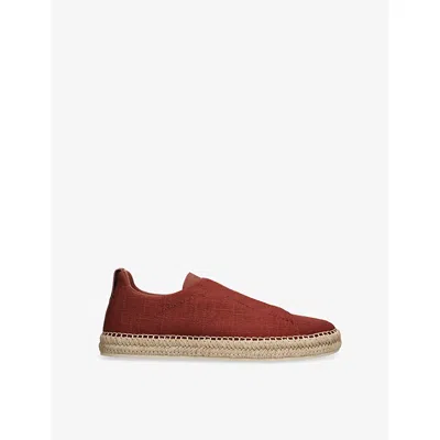 Ermenegildo Zegna Mens  Triple Stitch Canvas Espadrilles In Wine
