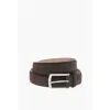 Ermenegildo Zegna Metal Buckle Suede Belt In Brown