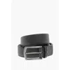 Ermenegildo Zegna Metal Buckle Textured Leather Belt In Black