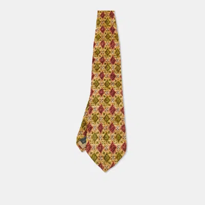 Pre-owned Ermenegildo Zegna Multicolor Printed Silk Traditional Tie In Yellow