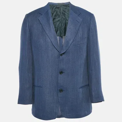 Pre-owned Ermenegildo Zegna Navy Blue Linen Blend Blazer Xl