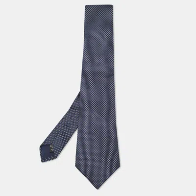 Pre-owned Ermenegildo Zegna Navy Blue Patterned Silk Tie