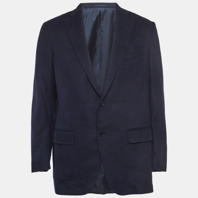 Pre-owned Ermenegildo Zegna Navy Blue Silk Single Breasted Blazer L