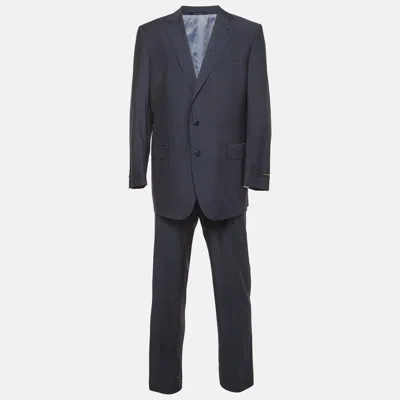 Pre-owned Ermenegildo Zegna Navy Blue Wool Single Breasted Blazer And Pant Suit 4xl