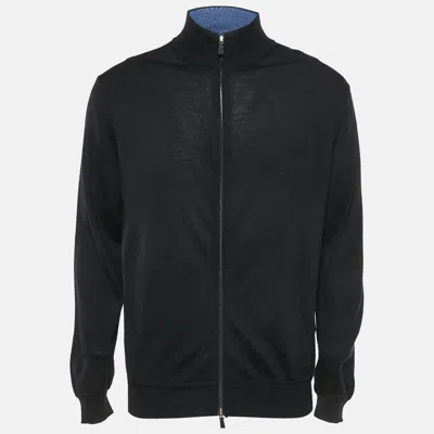 Pre-owned Ermenegildo Zegna Navy Blue Wool Zip-up Cardigan L