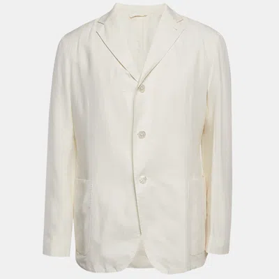 Pre-owned Ermenegildo Zegna Off-white Cotton Blend Single Breasted Blazer Xl