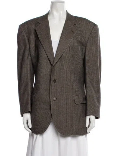 Pre-owned Ermenegildo Zegna Plaid Print Blazer In Brown