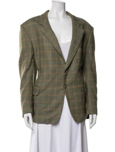 Pre-owned Ermenegildo Zegna Plaid Print Blazer In Green