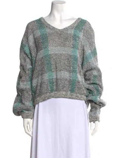 Pre-owned Ermenegildo Zegna Plaid Print V-neck Sweater In Multi