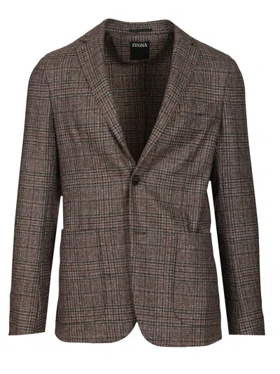 Ermenegildo Zegna Prince Of Wales Wool Jacket Jackets Brown